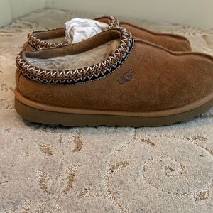 UGG Chestnut Suede Shearling Clog Mules